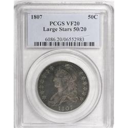 1807 50C Large Stars, 50 Over 20 VF20 PCGS
