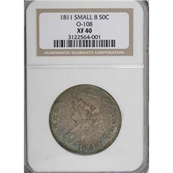 1811 50C Small 8 XF40 NGC