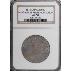 1811 50C Small 8 AU50 NGC