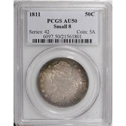 1811 50C Small 8 AU50 PCGS