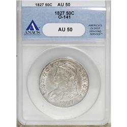 1827 50C Square Base 2 AU50 ANACS