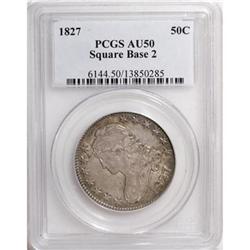 1827 50C Square Base 2 AU50 PCGS