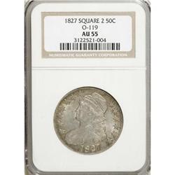 1827 50C Square Base 2 AU55 NGC
