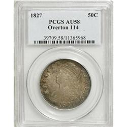 1827 50C Square Base 2 AU58 PCGS