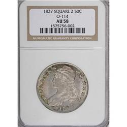 1827 50C Square Base 2 AU58 NGC