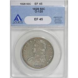 1828 50C Square Base 2, Small 8, Large Letters XF45 AN