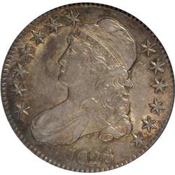 1828 50C Square Base 2, Small 8, Large Letters AU50 NG