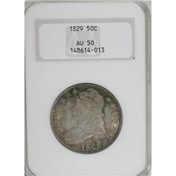 1829 50C Small Letters AU50 NGC