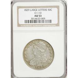 1829 50C Small Letters AU53 NGC