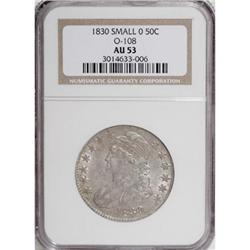 1830 50C Small 0 AU53 NGC