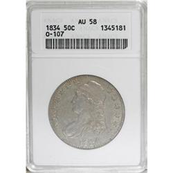 1834 50C Large Date, Small Letters AU58 ANACS