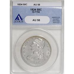 1834 50C Small Date, Small Letters AU58 PCGS
