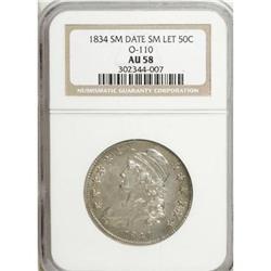1834 50C Small Date, Small Letters AU58 NGC