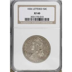 1836 50C Lettered Edge XF40 NGC