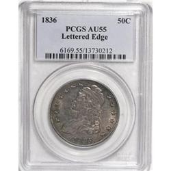 1836 50C Lettered Edge AU55 PCGS