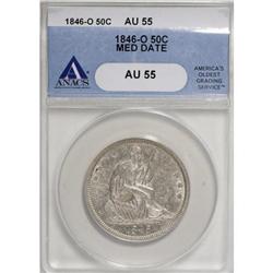 1846-O 50C Medium Date AU55 ANACS