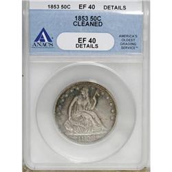 1853 50C Arrows and Rays XF40 ANACS