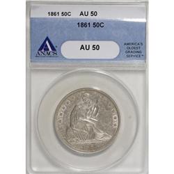 1861 50C AU50 ANACS