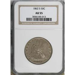 1862-S 50C AU55 NGC