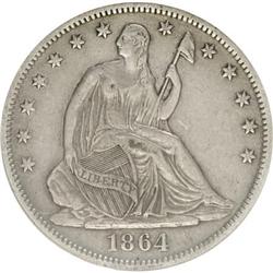 1864-S 50C XF45 ANACS