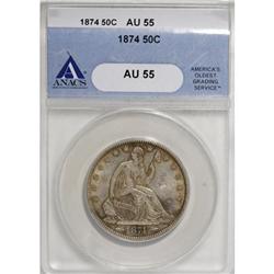 1874 50C Arrows AU55 ANACS