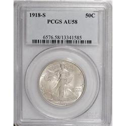1918-S 50C AU58 PCGS