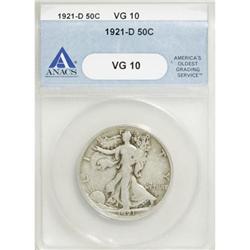 1921-D 50C VG10 ANACS