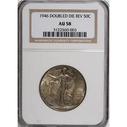 1946 50C Doubled Die Reverse AU58 NGC
