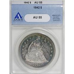 1842 $1 AU55 ANACS