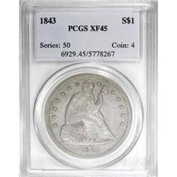 1843 $1 XF45 PCGS