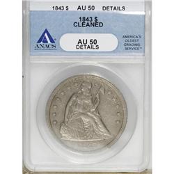 1843 $1 AU50 ANACS