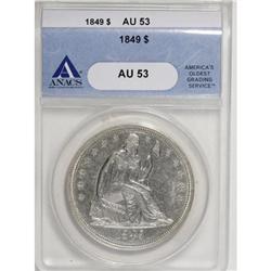1849 $1 AU53 ANACS