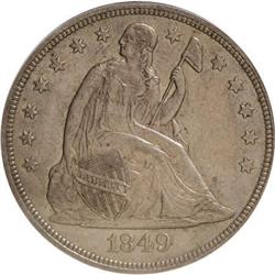 1849 $1 AU55 PCGS