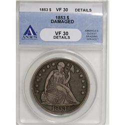 1853 $1 VF30 ANACS