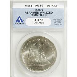 1866 $1 Motto AU50 ANACS