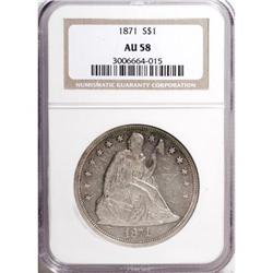 1871 $1 AU58 NGC