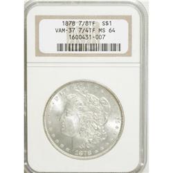 1878 7/8TF $1 Weak MS64 NGC