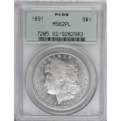1891 $1 Prooflike MS62 PCGS