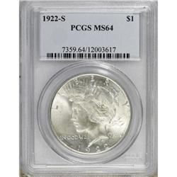 1922-S $1 MS64 PCGS
