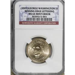 (2007) $1 George Washington Plain Edge MS64 NGC