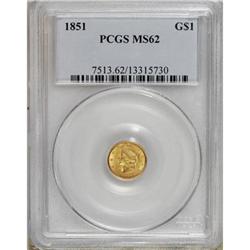 1851 G$1 MS62 PCGS