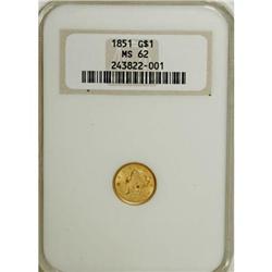 1851 G$1 MS62 NGC
