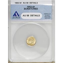 1853 G$1 AU58 ANACS