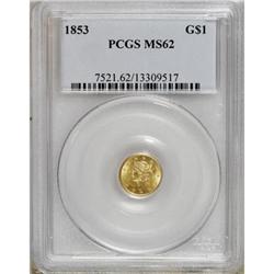 1853 G$1 MS62 PCGS