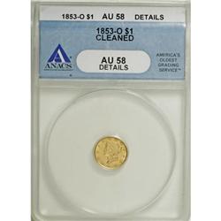 1853-O G$1 AU58 ANACS
