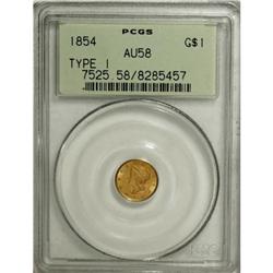 1854 G$1 Type One AU58 PCGS