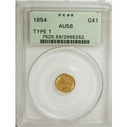 1854 G$1 Type One AU58 PCGS