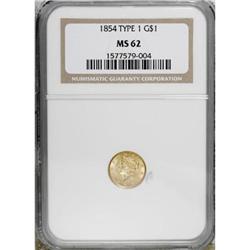 1854 G$1 Type One MS62 NGC