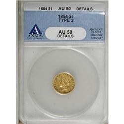 1854 G$1 Type Two AU50 ANACS