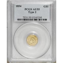 1854 G$1 Type Two AU55 PCGS